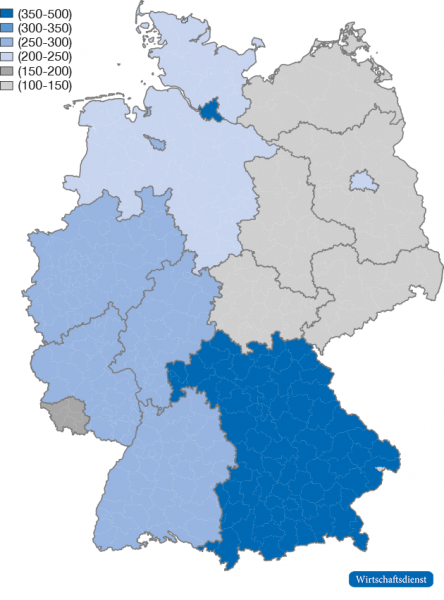 Durchschnittliches Immobilienvermögen nach Bundesländern, 2017