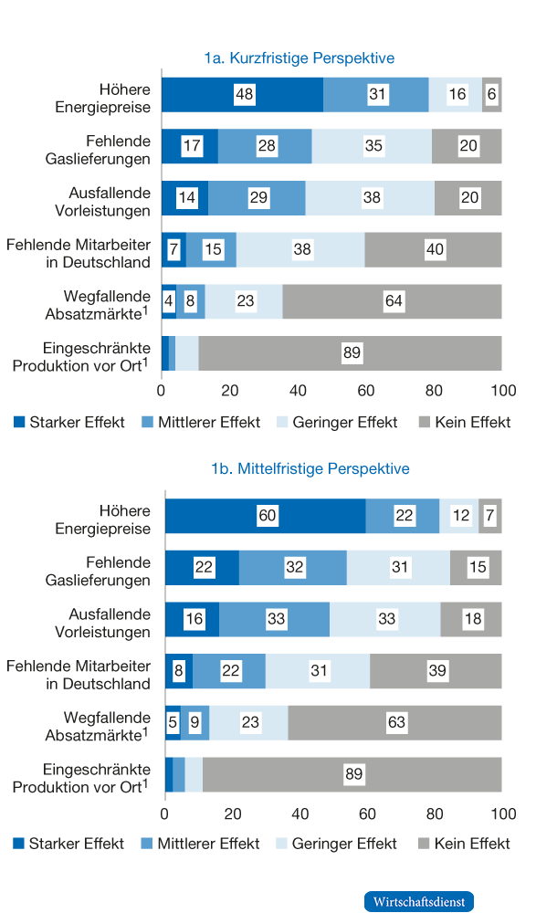 Kurz- und mittelfristige Belastungen deutscher Unternehmen durch den Krieg in der Ukraine